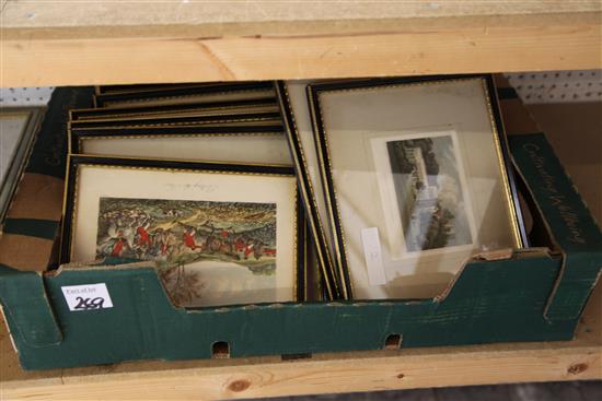 Antique prints, hunting scene & others